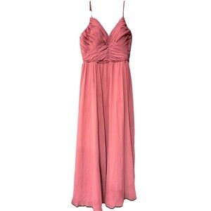 Kennedy Blue Dusty Rose Chiffon Bridesmaid Dress Size 16 Ruched Maxi